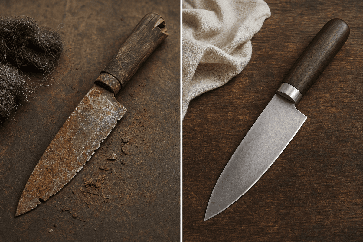 Affûtage professionnel : réparer un couteau abîmé