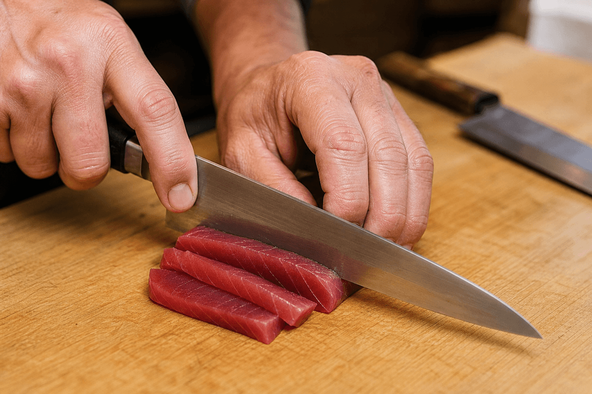 Expert use in a Japanese culinary context, emphasizing performance.